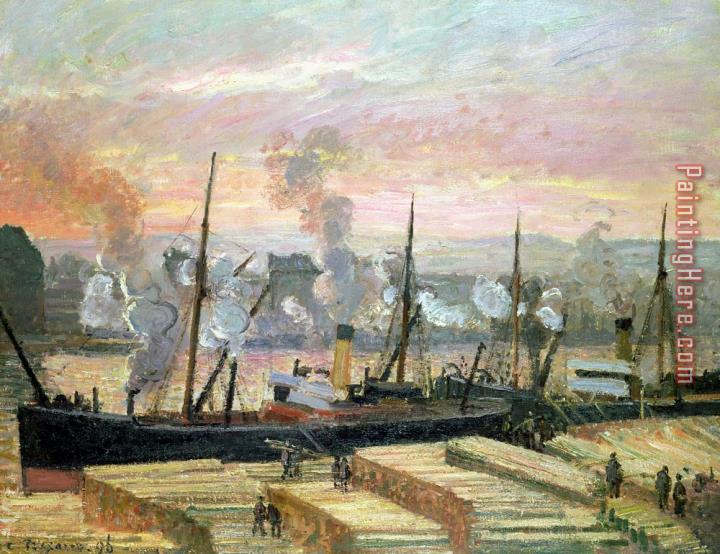 Camille Pissarro Boats Unloading Wood